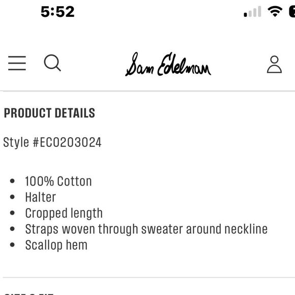 SAM EDELMAN LADIES WOVEN HALTER CROPPED W/SCALLOP HEM HIGH NECK 100% cotton NWT - Picture 6 of 7